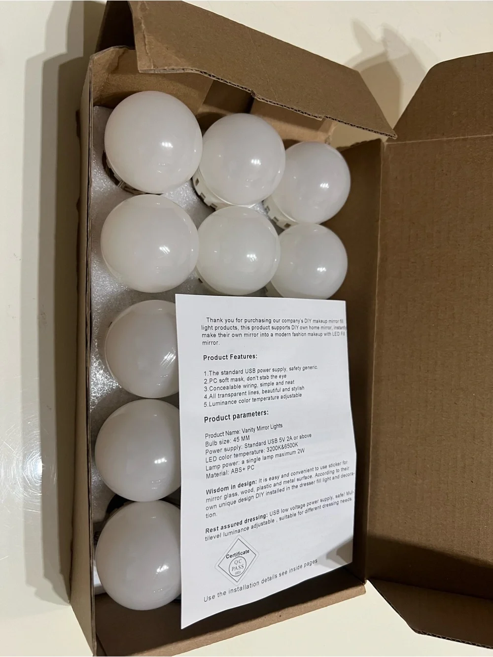 Vanity Mirror Lights - White LED Bulb Kit